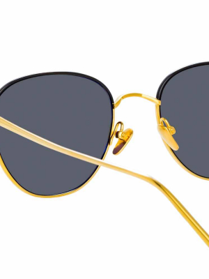 The Raif | Square Sunglasses In Grey / Yellow Gold Frame (c20)