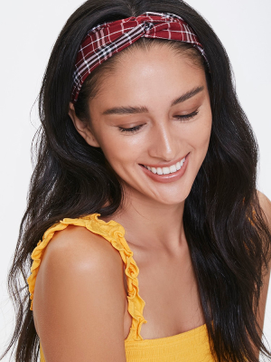 Knotted Plaid Headwrap