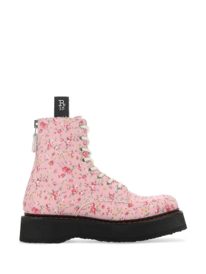 R13 Floral Print Lace Up Boots