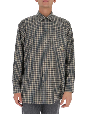 Gucci Check Print Embroidery Patch Shirt