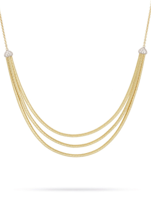 Marco Bicego® Cairo Collection 18k Yellow Gold And Diamond Three Strand Collar Necklace