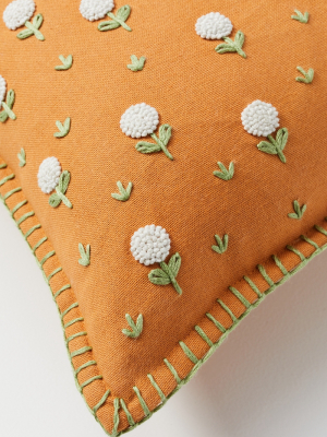 Embroidered Wildflower Pillow