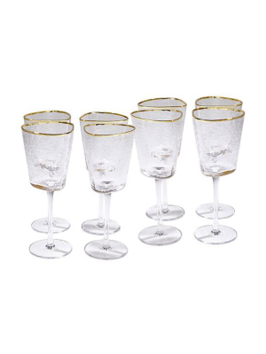 Hammered Footed Wine Glasses Set Of 8