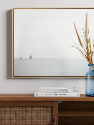 30" X 24" Sailboats Scene Framed Wall Canvas Whitewashed - Threshold™