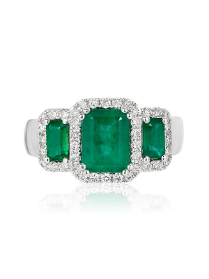 Effy Brasilica 14k White Gold Emerald And Diamond Ring, 2.29 Tcw