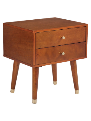 Cupertino 2 Drawer End Table Light Walnut - Osp Home Furnishings