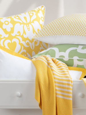 Yellow And Grey Striped Throw