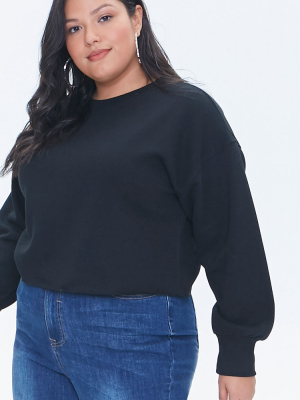 Plus Size Fleece Crew Neck Top