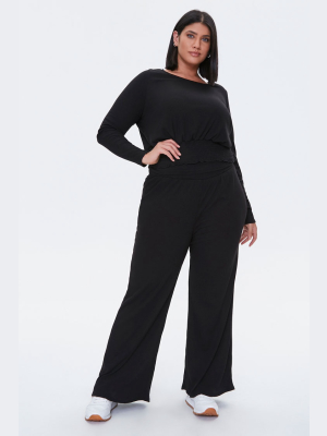 Plus Size Smocked Top & Wide Leg Pants Set