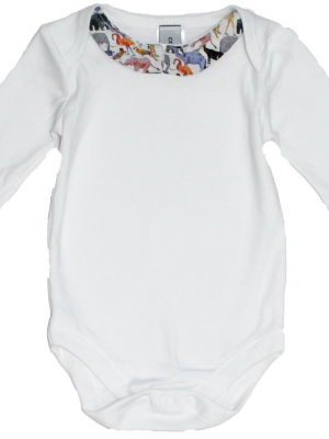 Oscar Collar Bodysuit Made With Liberty Fabric Queue For The Zoo Yellow