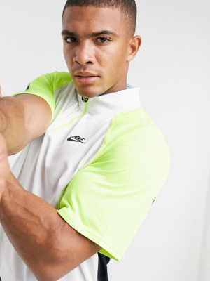 Nike Tennis Half Zip Polo Top In White
