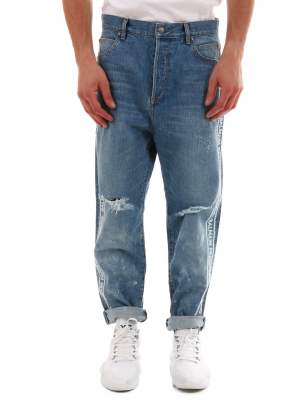 Balmain Logo Distressed Jeans