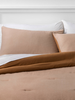 Flannel Herringbone Comforter & Sham Set Tan - Threshold™