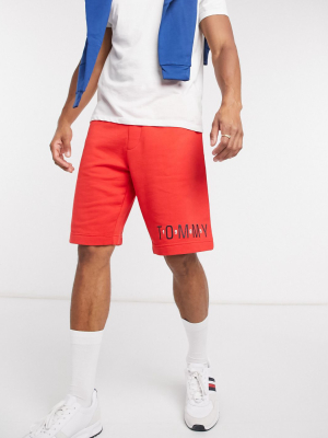 Tommy Hilfiger Lounge Shorts In Red With Logo