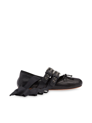 Miu Miu Strap Embellished Ballerina Flats