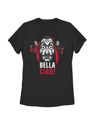 Women's Money Heist Bella Ciao Masked Criminals T-shirt