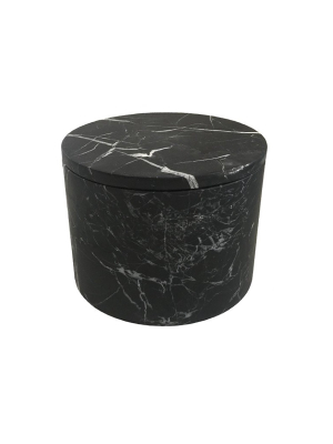 Medium Black Marble Cylinder Box