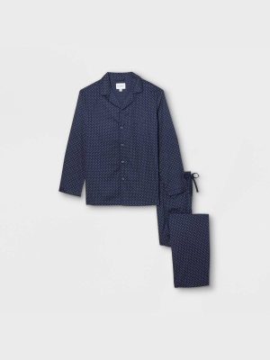 Men’s Polka Dot Woven Flannel Pajama Set - Goodfellow & Co™ Navy