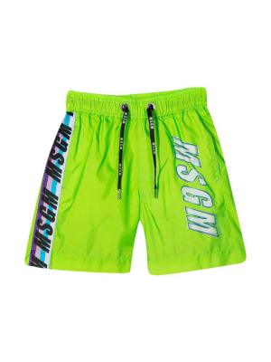 Msgm Kids Logo Print Drawstring Track Shorts