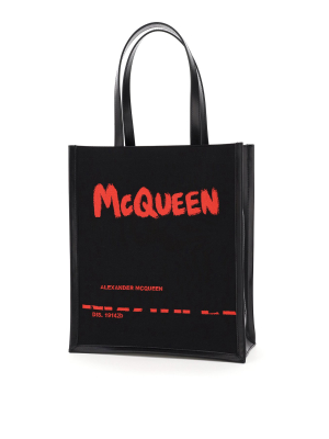 Alexander Mcqueen Graffiti Logo Tote Bag