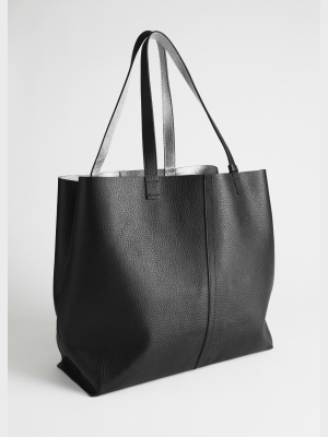 Reversible Metallic Leather Tote Bag