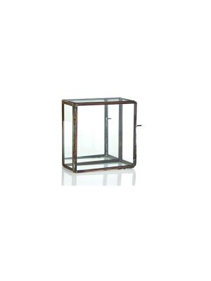 Northlight 6.25" Clear And Brown Rectangular Glass Tabletop With Mirror Hinged