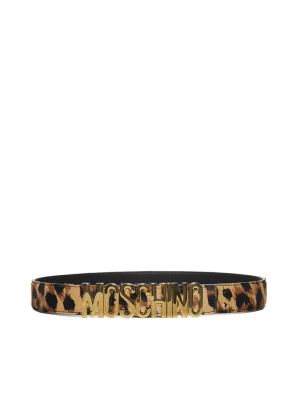 Moschino Logo Plaque Animal Print Belt