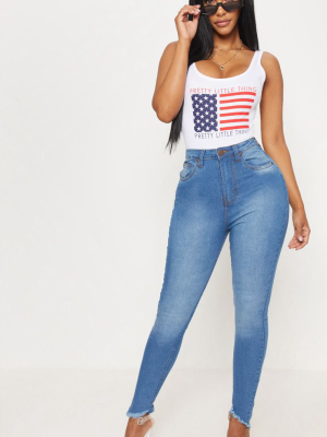 Shape Mid Wash High Waist Skinny Jeans