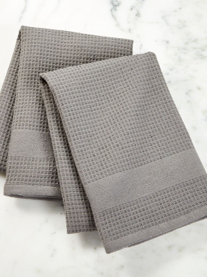 Waffle-terry Grey Dish Towels, Set Of 2