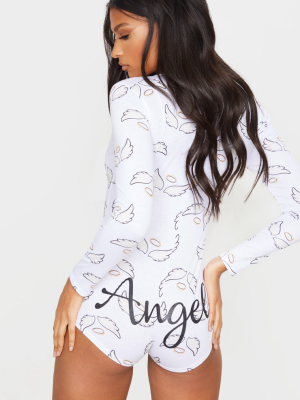 White Angel Printed Pj Romper