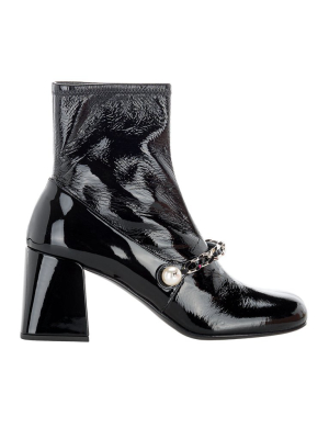 Miu Miu Chain-detailed Slip-on Ankle Boots