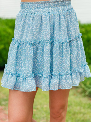 Now Or Never Blue Spotted Skirt