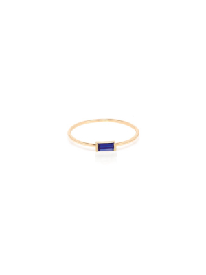14k Medium Blue Sapphire Baguette Ring | September Birthstone