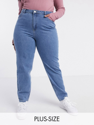 Missguided Plus Mom Jeans In Blue