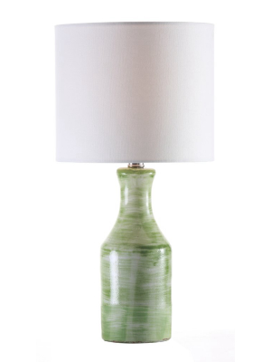 Bungalow Table Lamp With Shade – Green & White Swirl Uno Socket