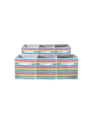 Sorbus 6pk Storage Bins Chevron Colored Pattern