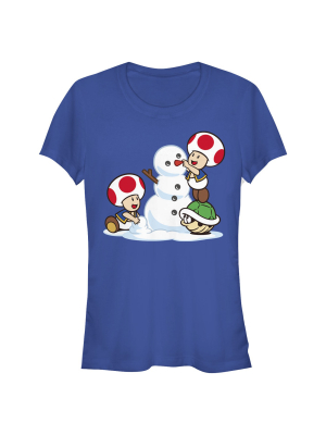 Junior's Nintendo Toad Snowman T-shirt