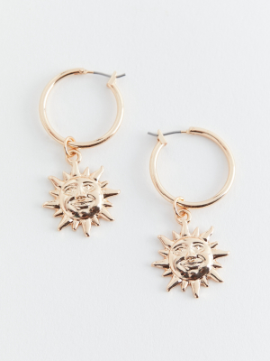 Sun Charm Hoop Earring