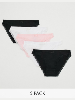 Dorina Lianne 5 Pack Underwear In Black, White, And Pink