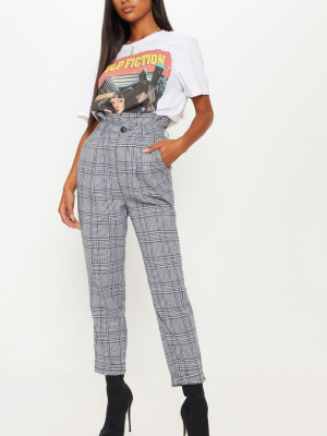 Grey Check Paperbag Pants