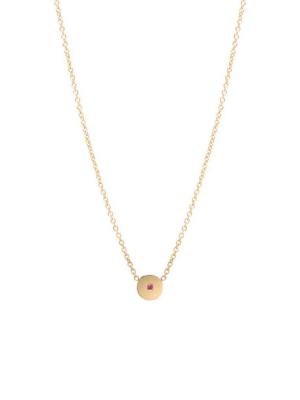 14k Single Ruby Medium Disc Necklace