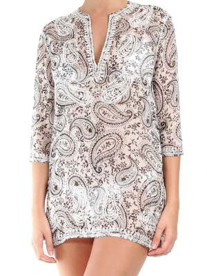 Embroidered Silk Short Tunic