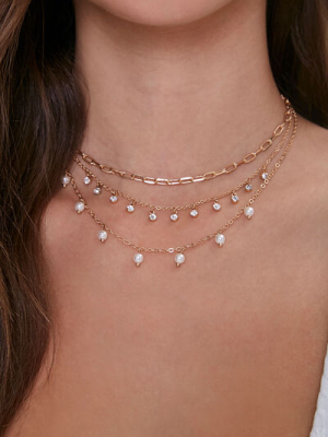 Faux Pearl Necklace Set