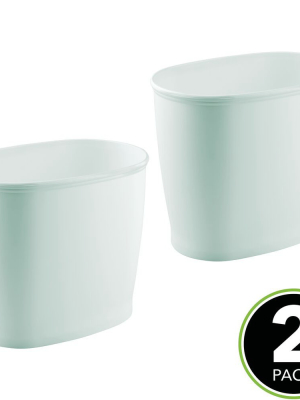Mdesign Small Plastic Oval Trash Can Garbage Wastebasket, 2 Pack - Mint Green