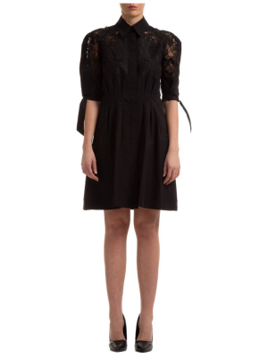 Alberta Ferretti Lace Detail Mini Shirt Dress