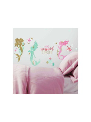 Mermaid Peel And Stick Wall Decal With Glitter - Roommates