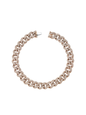 Medium Pave Link Bracelet - Rose Gold