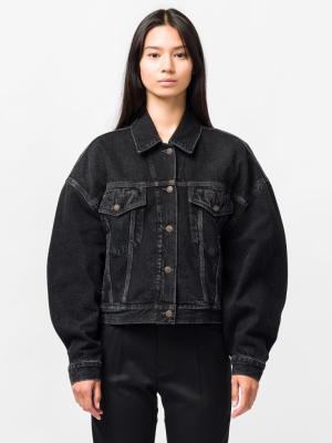 Morris Cropped Denim Jacket In Black