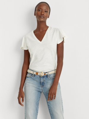 Cotton Flutter-sleeve Tee