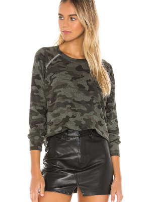 Sundry Camo Raglan Pullover Sweater Hunter